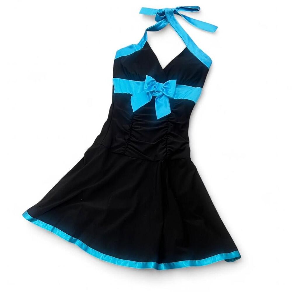 Y2K Taboo Punk Grunge Bow Tulle Halter Party Mini Dress